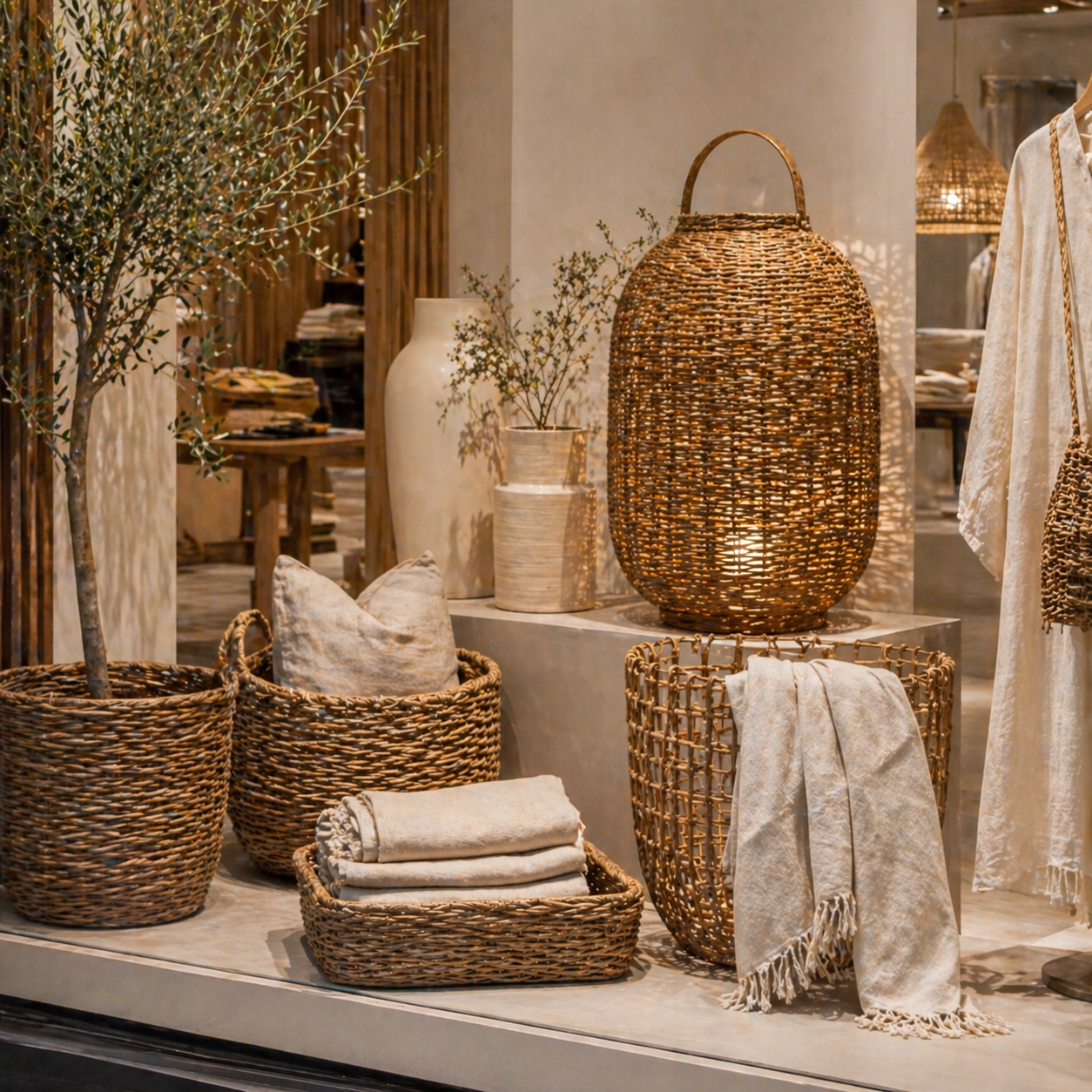 Cestas artesanales para interiorismo y escaparatismo